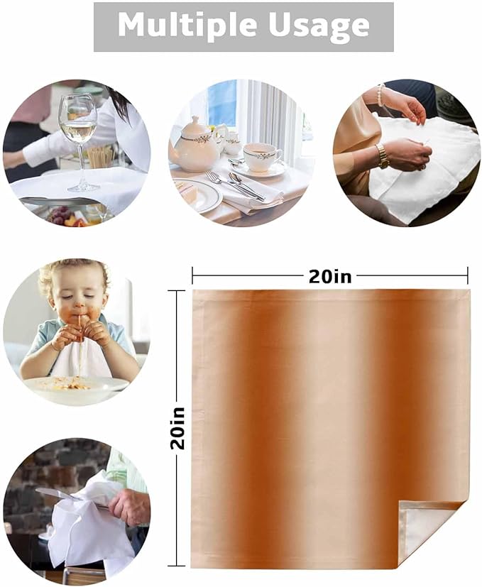 Burnt Orange Ombre Cloth Napkins Set of 8 Reusable Dinner Napkins, Modern Abstract Art Cocktail Napkin, Farmhouse Gradient Washable Table Napkins for Wedding/Holiday Party/Baby Shower 20"x20"