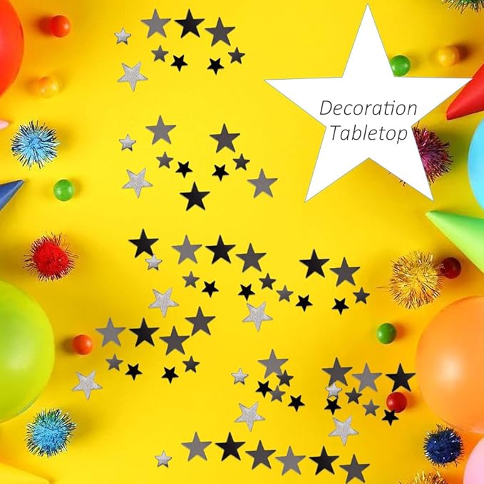 Ruidee 60g Star Confetti Metallic Foil Stars Table Confetti Metallic Foil Stars Sequin for Halloween Birthday Wedding Festival Party DIY(ZX/Black)