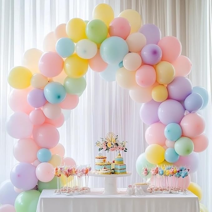 Pastel Balloons 60 Pcs 12 Inch Pastel Rainbow Multicolor Macaron Balloons for Girls Boys Birthday Party Baby Shower Gender Reveal Easter Decorations