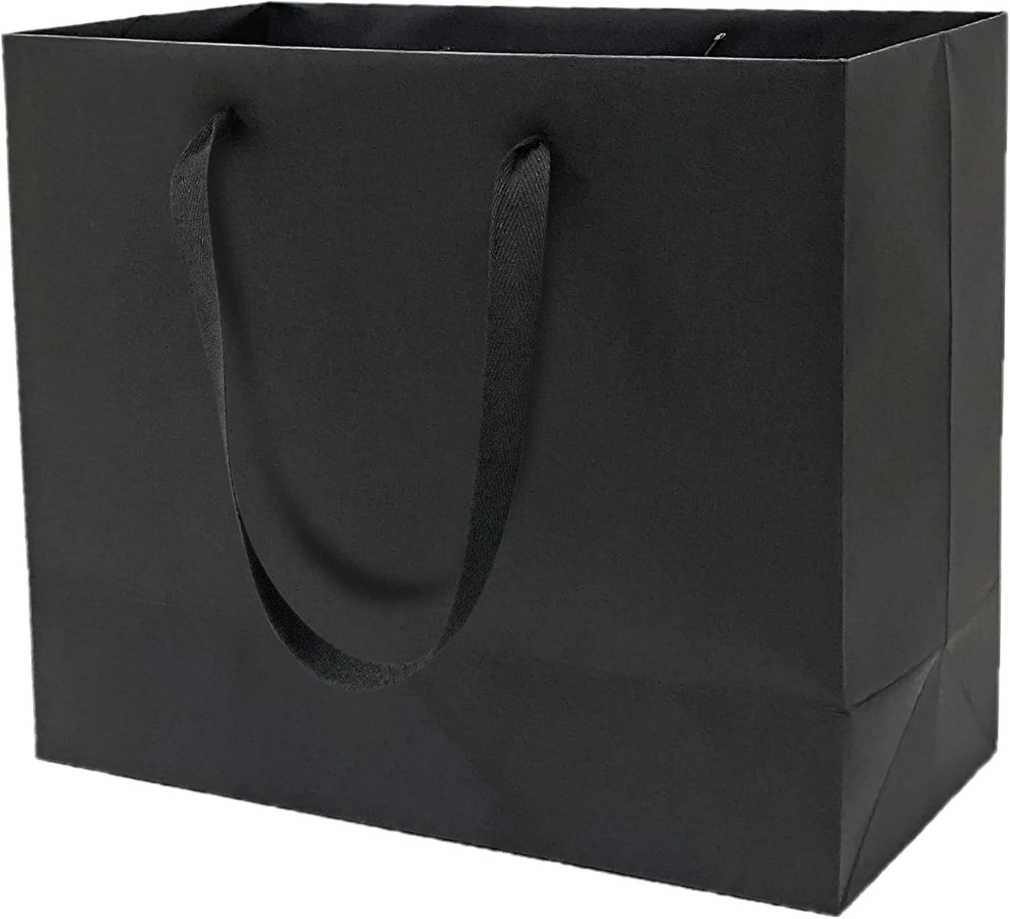 HUAPRINT Black Paper Bags - Gift & Shopping Bags with Ribbon Handles, 30 Packs, 13x5x10Inch, Retail & Party Favor Bags, Merchandise & Wedding Bags