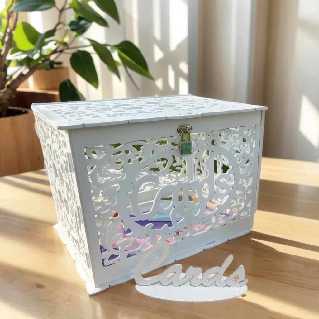 Wedding Card Box, Wedding Gift Card Box,Graduation Card Box White Card Box for Party,Baby Shower and Bridal Shower