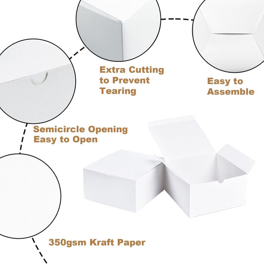 SHIPKEY 10 Pack White Cardboard Gift Boxes with lids | 9x6x5 Inches Boxes | Large Gift Box Suitable for Party, Wedding, Christmas, Holidays, Birthdays and All Other Occasions