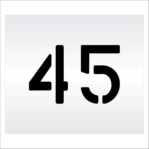 Pavement, Curb, and WheelStop Stencils - 6 inch Double Number Stencil - (45) - 6" x 9" x 1/16" (63 mil) - Light-Duty