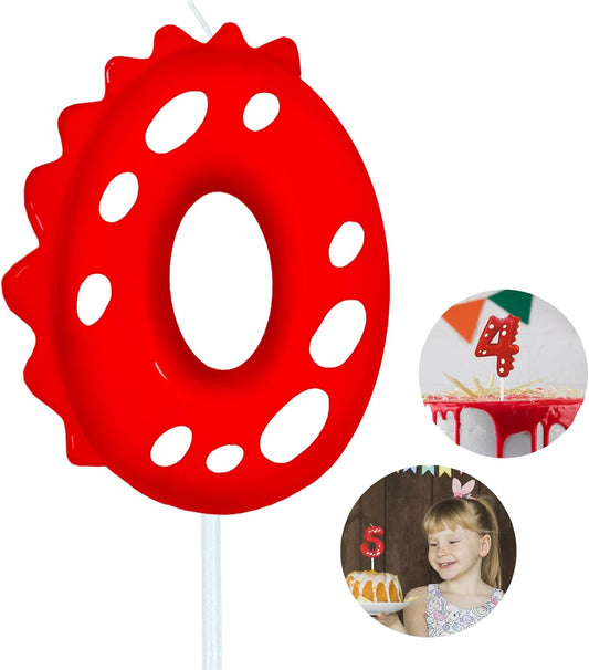Number Birthday Candles(0 Candle Red) Dinosaur Shape Number Happy Birthday Cake Candles for Dinosaur Birthday Party Decoration Reunions Theme Party