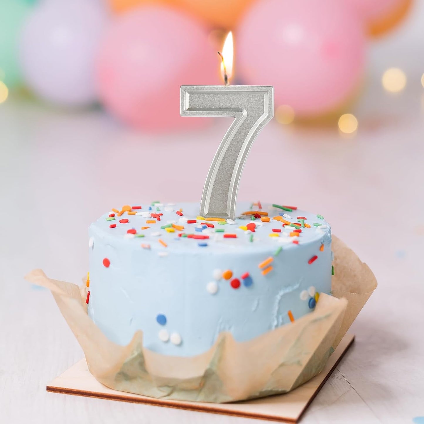 BEAN LIEVE Silver Birthday Candles Number 7, Silver Number Candles, Cake Number Candles for Birthday Parties and Wedding Anniversary Celebrations