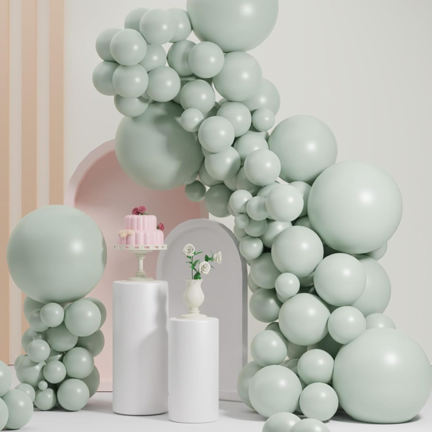 Pale Green Balloons, Scmdoti Light Greens Balloons Different Sizes 18 12 10 5 Inches, Green Balloon Garland Arch for Safari Party Birthday Baby Shower Bridal Shower Spring Decorations(PaleGreen)