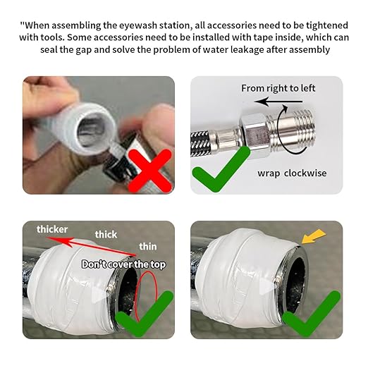 Combination Eye Wash Station, Emergency Eyewash Stations OSHA Approved 304 Stainless Steel Eyewash Shower Station for Industrial & Commercial & Lab Use,NPT Thread, with Emergency Sign
