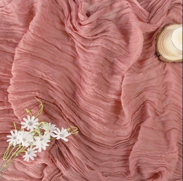 FEXIA 10 Pack Rose Pink Table Runner 35x120 Inches for Baby Shower Decoration Spring Easter Table Runner for Wedding Party First Communion Centerpiece Engagement Bridal Shower Boho Decoration