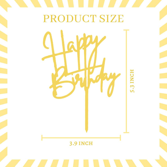 ZHENGYE Gold Acrylic Happy Birthday Cake Topper Cupcake Topper Decorations for Baby Shower Children or Adults Birthday Cake Decoration Supplies(Gold 16)