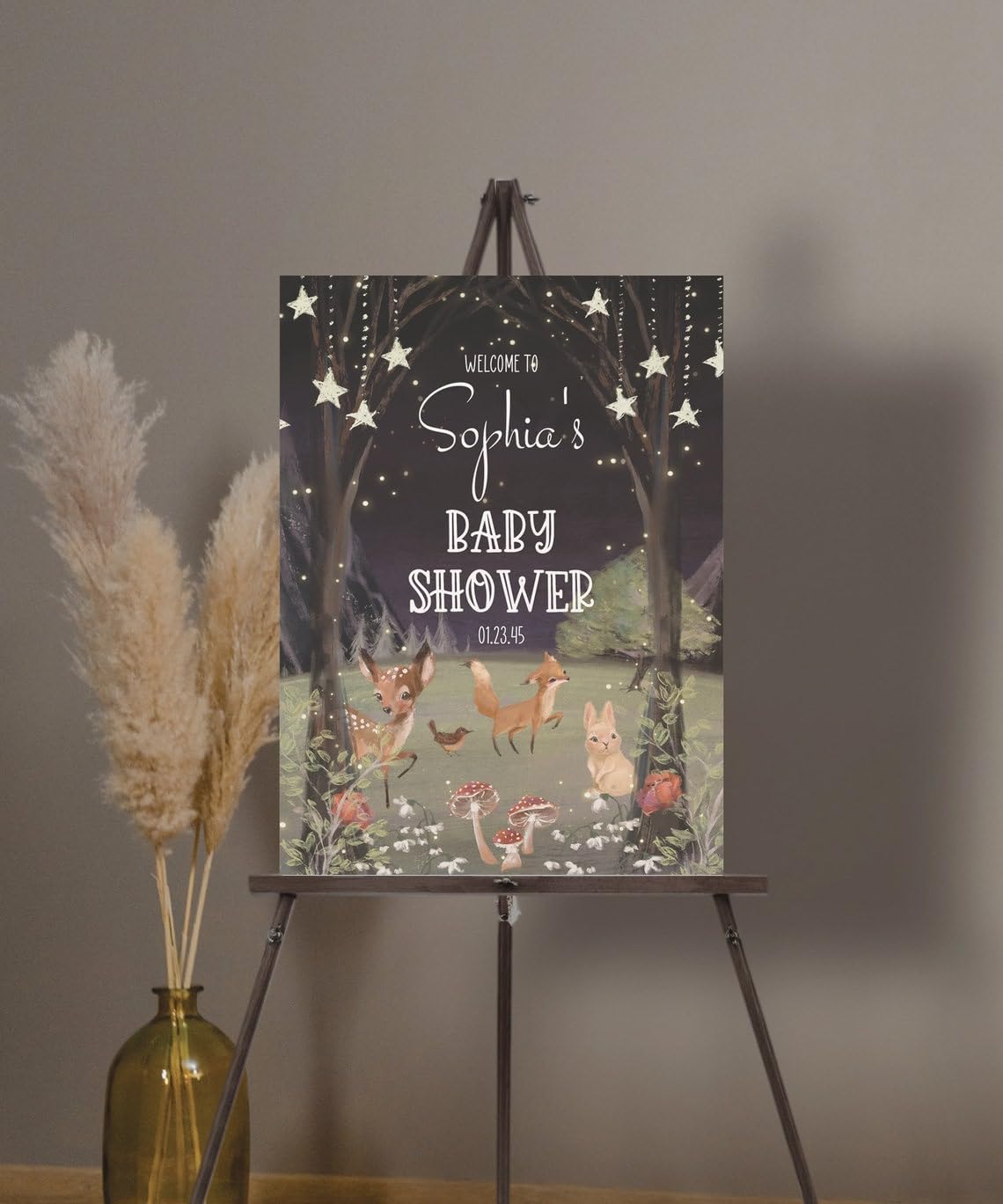 Generic Baby Shower Welcome Sign, Enchanted Woodland Theme, Customizable Yard Sign, Plastic, 12' x 18', 24' x 18', 36' x 24'