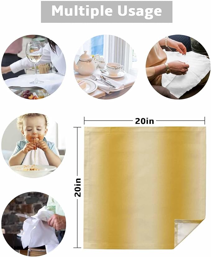 Yellow Ombre Cloth Napkins Set of 8 Reusable Dinner Napkins, Modern Abstract Art Cocktail Napkin, Farmhouse Gradient Washable Table Napkins for Wedding/Holiday Party/Baby Shower 20"x20"