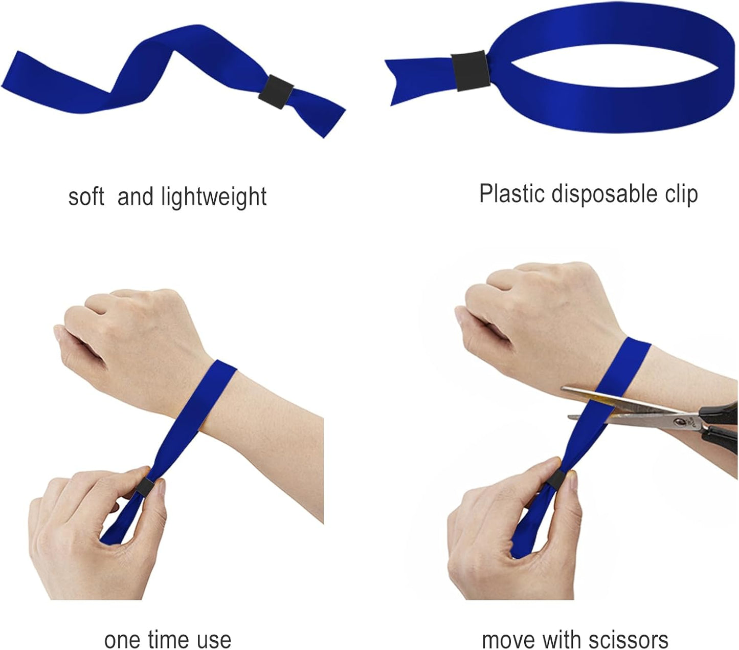 100 Pack Wrist Bands - Blue Wristbands for Events,Wristbands for Concerts Festival Admission Party 13.7” x 0.59”