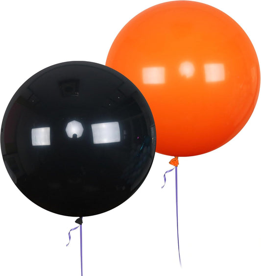 AZOWA 24 Inch Black and Orange Balloons 16-Count Large Latex Round Balloons for Party Wedding Birthday Baby Shower Decoration (Black and Orange, 16 Pcs)