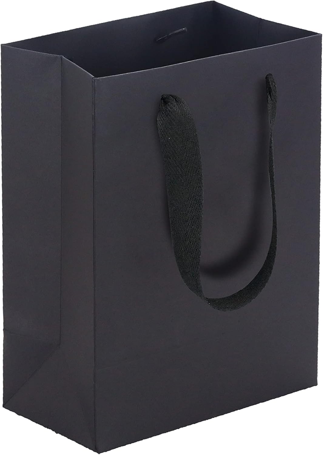 HUAPRINT 30 Pack Black Gift Bags with Ribbon Handles,5.25x3.25x8 inch Paper Bag Bulk for Shopping Party Favor Merchandise Business Wedding