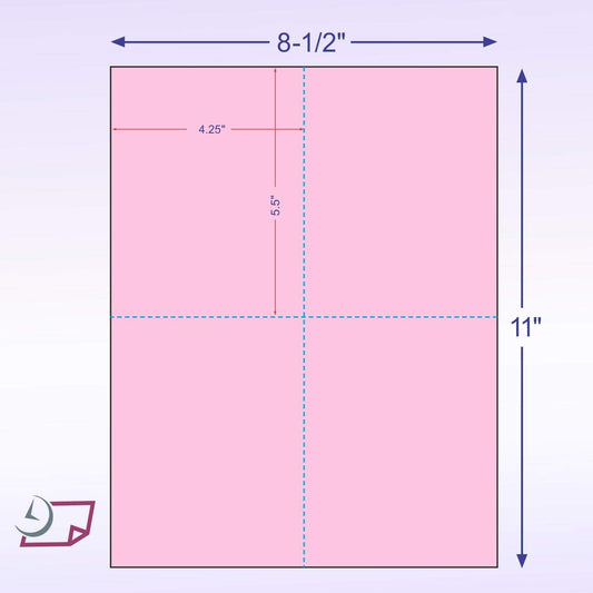 NextDayLabels 8-1/2" x 11" Laser/Inkjet Postcards 4 Per Page, (4-1/4" x 5-1/2" Each Card | Pink, 1000 Cards)