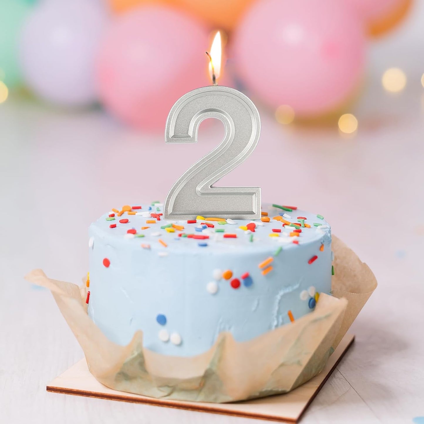 BEAN LIEVE Silver Birthday Candles Number 2, Silver Number Candles, Cake Number Candles for Birthday Parties and Wedding Anniversary Celebrations