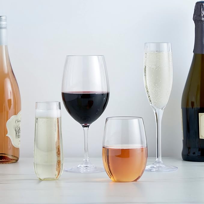 True Flexi Shatterproof Stemless Wine Glass, Reusable and Flexible Plastic Drinking Glass for Red and White Wines, Picnic, Camping, BBQ, Beach, Outdoor Party, Housewarming Gift, 15 oz, Set of 1