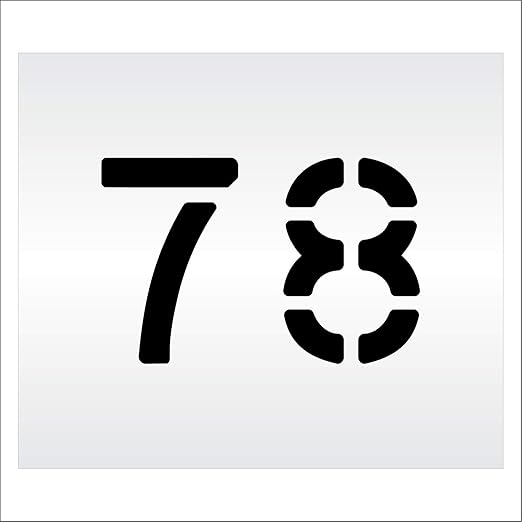 Pavement, Curb, and WheelStop Stencils - 6 inch Double Number Stencil - (78) - 6" x 9" x 1/8" (128 mil) - Pro-Grade