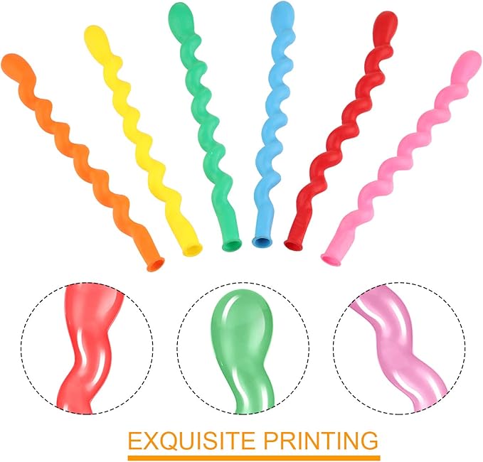Sumind 100 Pcs 40'' Latex Spiral Balloons Colorful Twisted Long Assorted Colors Balloon for Playing Wedding Birthday Party Theme Parties Festival Parties(Vibrant Color)