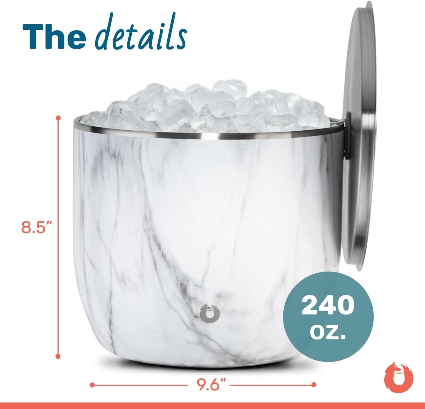 SNOWFOX XL Premium Vacuum Insulated Double Wall Stainless Steel Ice Bucket with Lid/Scoop, Bar Accessories, Large Elegant Party Bucket, Chills Several Bottles, Beautiful Entertaining Supplies, 7 Liter