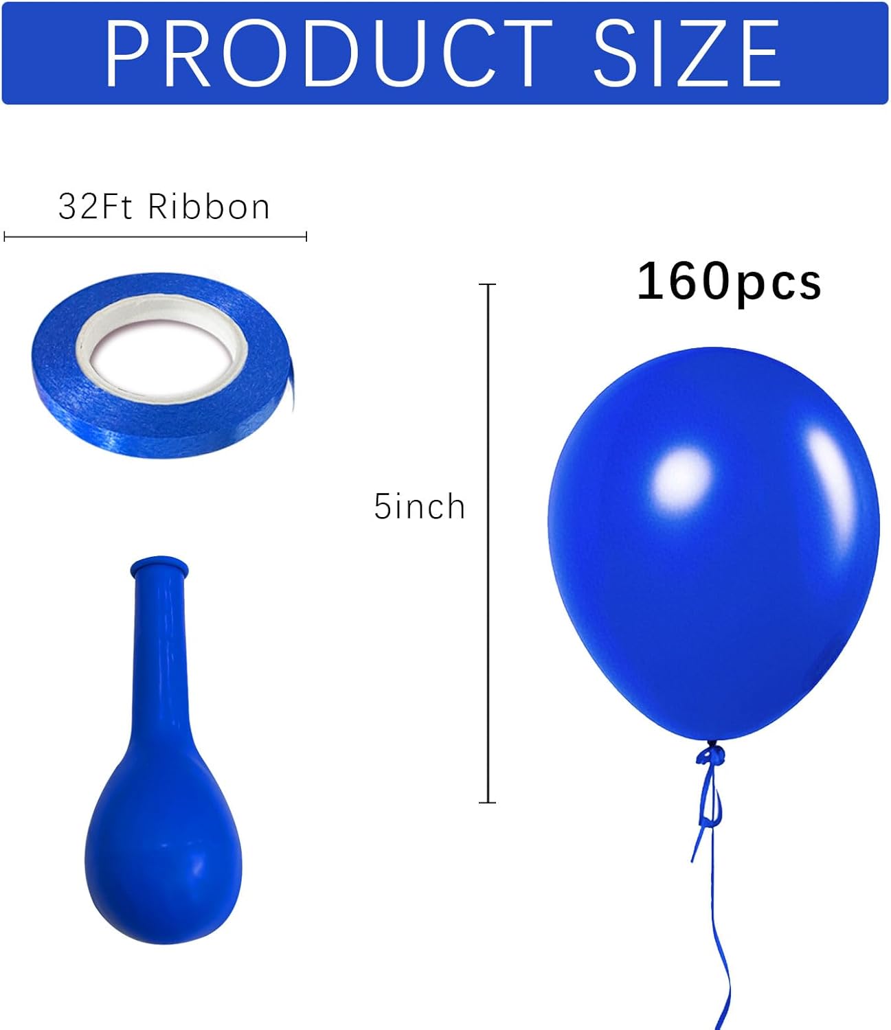 Blue Balloons Blue Party Decorations 160 Pack 5 inch Round Royal Blue Balloons for Birthday Graduation Baseball Nautical 4th of July Independence Memorial Day Patriotic Party Decorations