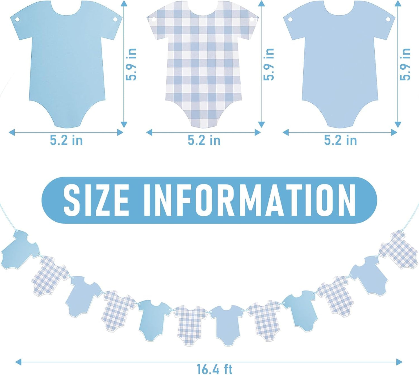 Pre-Strung Boy Blue Bodysuit Decoration Banner, Baby Shower Sign,Blue Jean Baby Shower Decor Bunting Girl