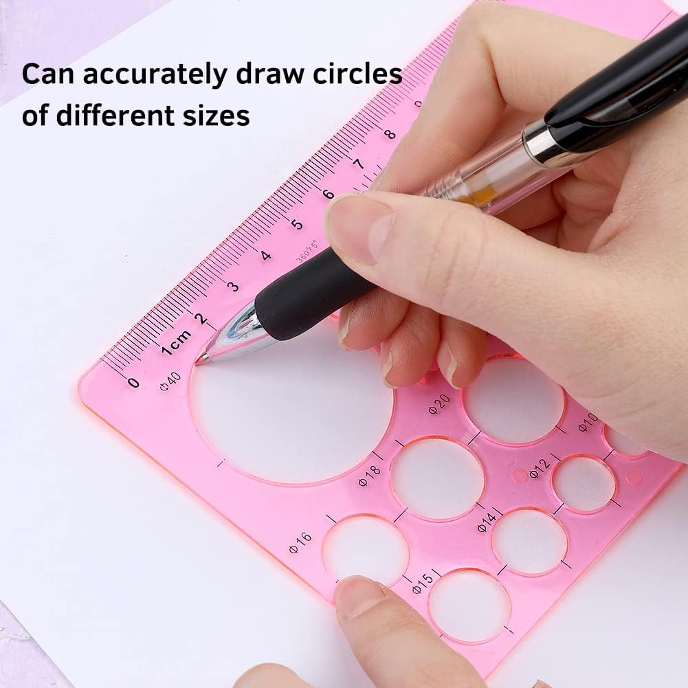 Circle Template for Drawing 4 Pcs Circle Stencils Drafting Tools Set Stencil Maker Rulers,Digital Measuring Templates Rulers for Office, School,Building,Formwork, Drawings