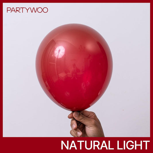 PartyWoo Red and Gold Balloons, 140 pcs Ruby Red and Gold Balloons Different Sizes Pack of 18 Inch 12 Inch 10 Inch 5 Inch for Balloon Garland or Balloon Arch as Birthday Decorations, Party Decorations