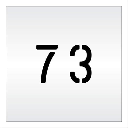 Pavement, Curb, and WheelStop Stencils - 4 inch Double Number Stencil - (73) - 4" x 5.5" x 1/8" (128 mil) - Pro-Grade