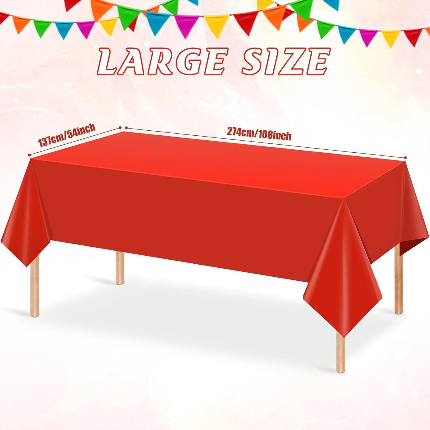 12Pcs Red Rectangle Tablecloths,Disposable Plastic Tablecloth,Waterproof Red Table Cover for Graduation Birthdays Weddings Anniversary Party Decorations,54 x 108 Inch