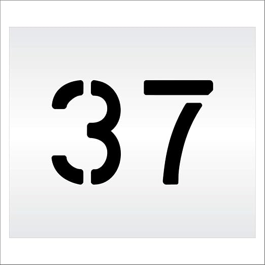 Pavement, Curb, and WheelStop Stencils - 6 inch Double Number Stencil - (37) - 6" x 9" x 1/16" (63 mil) - Light-Duty