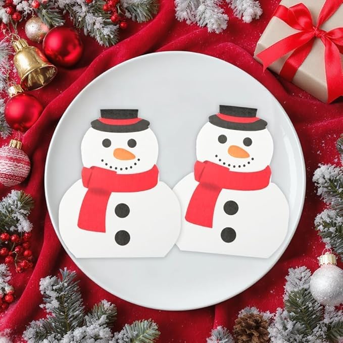 Cheerland 100pcs Snowman Napkins Winter Wonderland Party Napkins Xmas Disposable Snowman Tableware for Kids Birthday First Bday Baby Shower Christmas Holiday Table Decorations Supplies