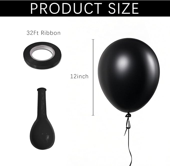 Black Balloons Bulk - 100pcs Latex Party Balloons Gothic Decor Party Decorations for Black Themed Wedding Graduation Halloween Anniversary Birthday