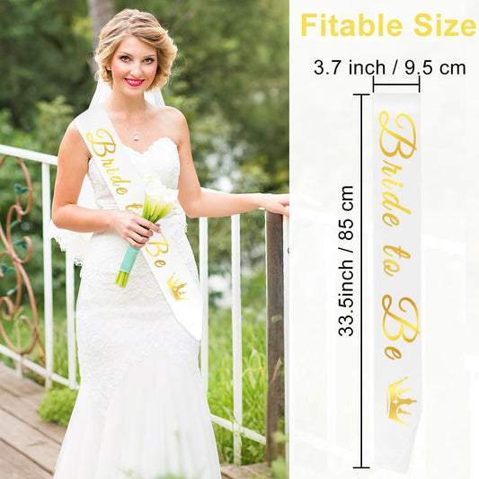 Bride To Be Sash For Bachelorette Party Decorations White Satin With Gold Foil Bride Sash Bachelorette Bridal Sashes Gifts For Bridal Party Favors Wedding Engagement Just Married Must Haves