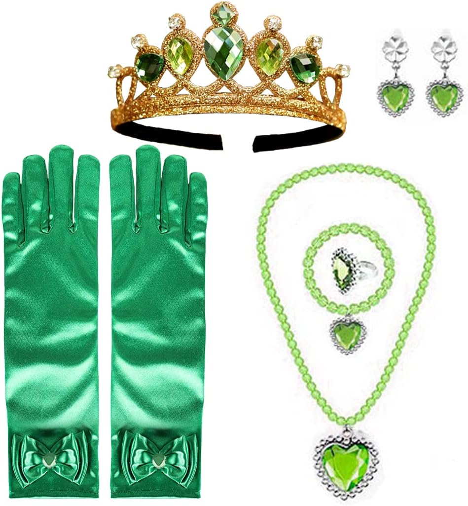 Girls Costume Accessories Princess Tiana Dress up Accessories for Girls Tiana Crown Halloween Christmas Party Favors for Kids