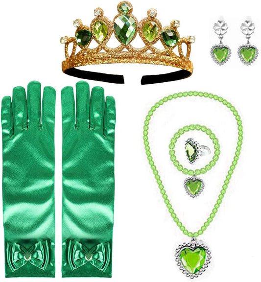 Girls Costume Accessories Princess Tiana Dress up Accessories for Girls Tiana Crown Halloween Christmas Party Favors for Kids