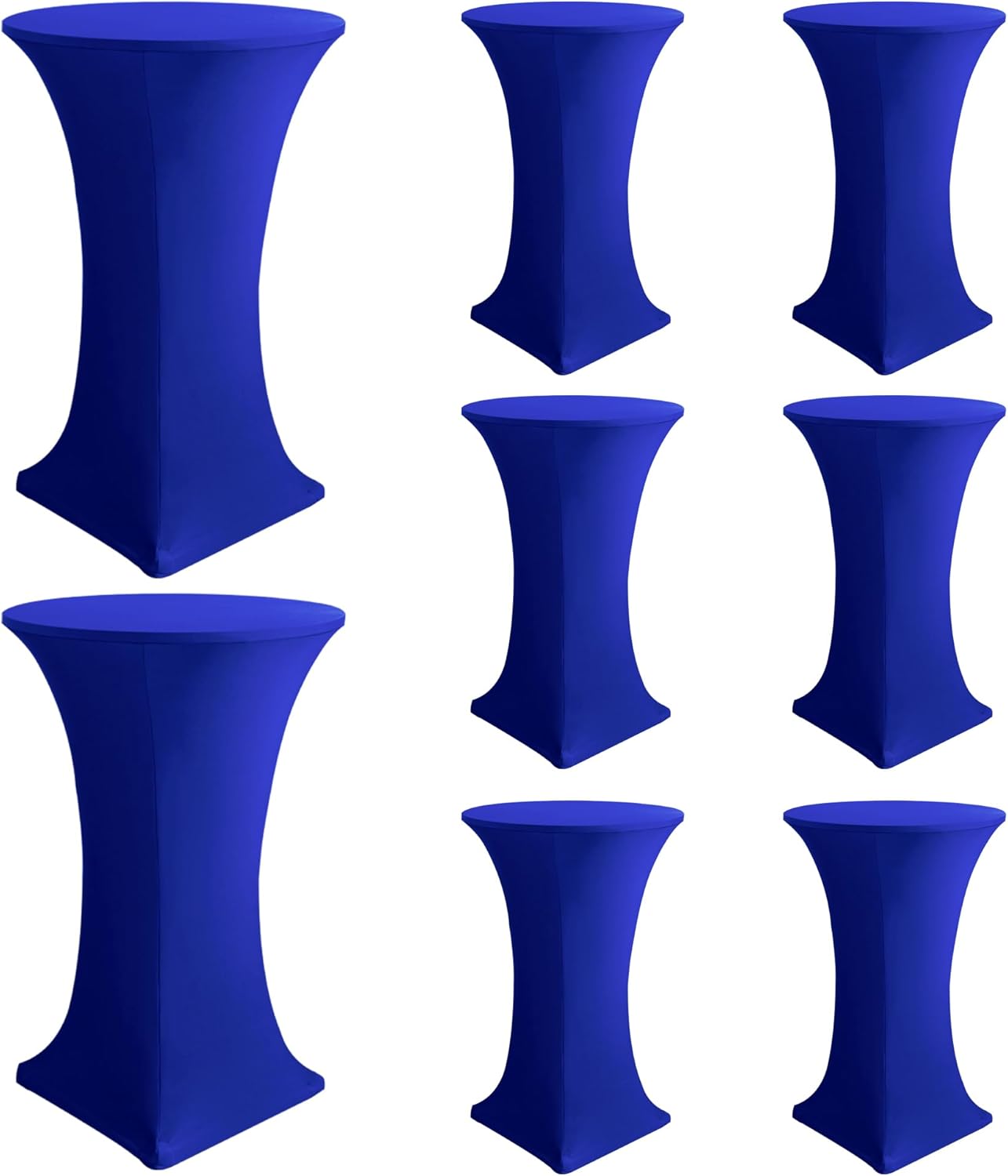 Cocktail Table Covers-Spandex Round High Top Table Cloths 8 Pack 32x43 Inch-Royal Blue Stretch Fitted Bar Tall Tablecloth for Pub Bistro Highboy Party Event Banquet Height Satnding Tables