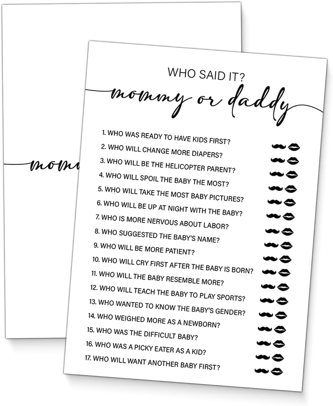 Mommy or Daddy Baby Shower Games, 20 Minimalist Guess Who Game Cards, Fun Baby Shower Activities, Gender Neutral Boy or Girl