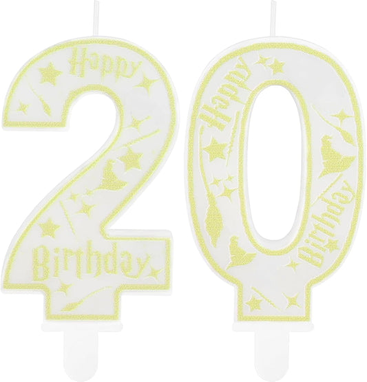 Magical Wizard Party Birthday Candles Number 20 Candle Cake Topper Wizard School Themed Happy 20st Birthday Cake Decorations for Boys Girls Kids Party Favors Supplies Decorations Gifts