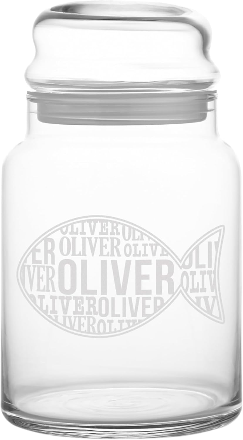 Let's Make Memories Personalized Pet Treat Jars - For Dog and Cat Owners, Pet Parents - Fish
