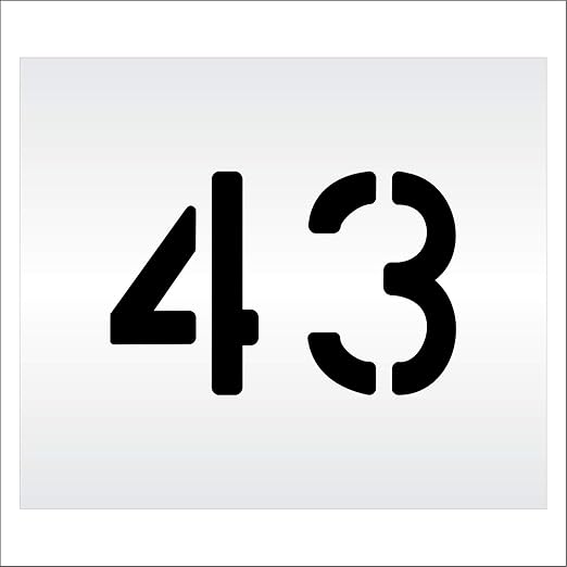 Pavement, Curb, and WheelStop Stencils - 6 inch Double Number Stencil - (43) - 6" x 9" x 1/8" (128 mil) - Pro-Grade