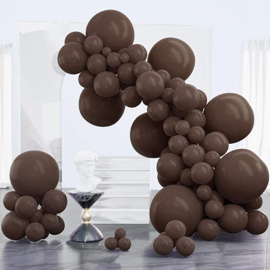 PartyWoo Dark Brown Balloons 100pcs Different Sizes of 18 12 10 5 Inch Boho Coffee Neutral Fall Balloon Arch Kit for Bachelorette Baby Shower Anniversary Birthday Party Decorations Brown-F20