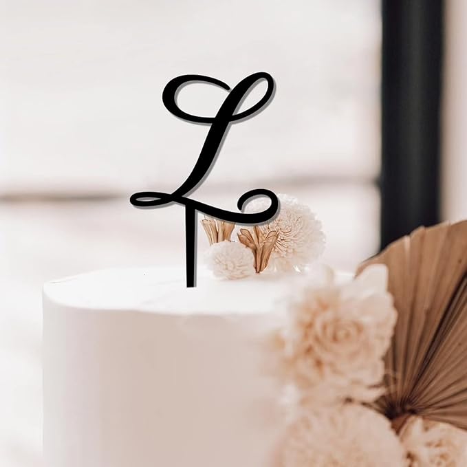 Last Name L Cake Toppers Personalized Letters L Black Acrylic Happy Birthday Cake Toppers Mr And Mrs Monogram L Rustic Bride Shower Cake Decoration Gifts for Wedding Birthday Engagement