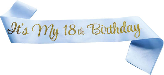 It's My 18th Birthday Sash, Birthday Sash for Women, Birthday Princess 18th Birthday Gifts Decorations for Happy 18th Birthday Party Favor Supplies,White Gold