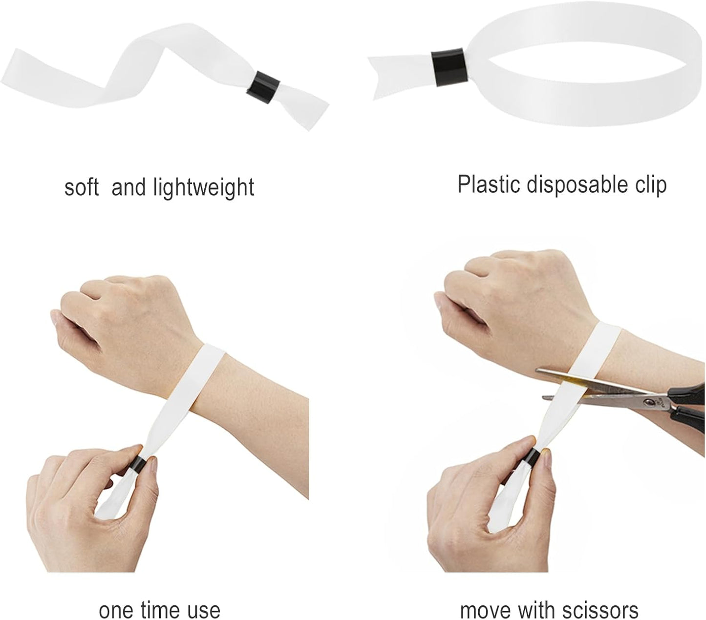 100 Pack Wrist Bands - White Wristbands for Events,Wristbands for Concerts Festival Admission Party 13.7” x 0.59”