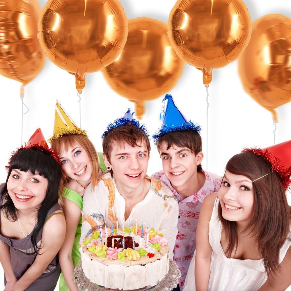 TONIFUL 30Pcs 18 Inch Large Orange Round Shape Foil Balloons Big Orange Circle Helium Mylar Ballons for New Year Chrismas Halloween Birthday Wedding Baby Shower Anniversary Engagement Party