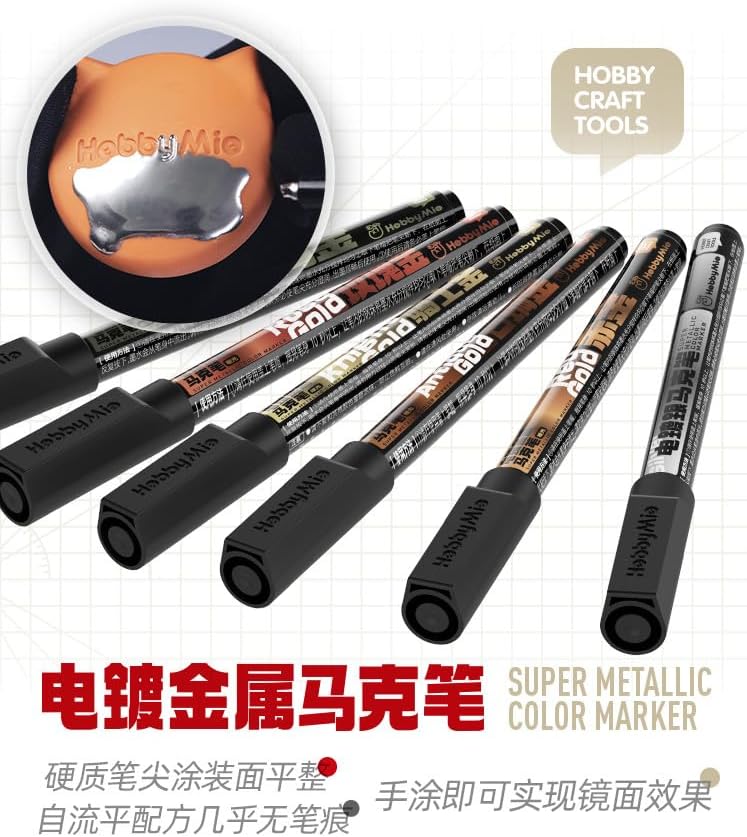 Oil-Based Metallic Chrome Marker Pens – Super Mirror Finish for Model Painting,DIY Crafts,Miniatures (Silver/Gold) – Quick-Dry, High Gloss, Precision Tip (H-M2(Green Gold))