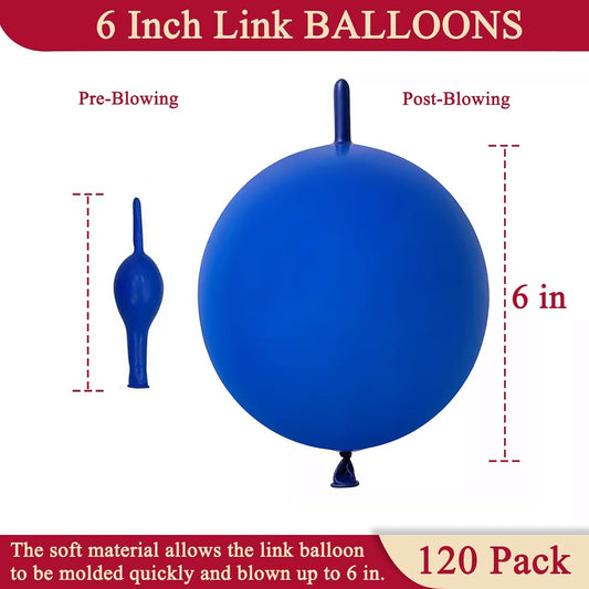 Blue Link Balloons 6 Inch 120 Pcs Latex Quick Linking Balloon for Birthday Wedding Party Festival Decorations