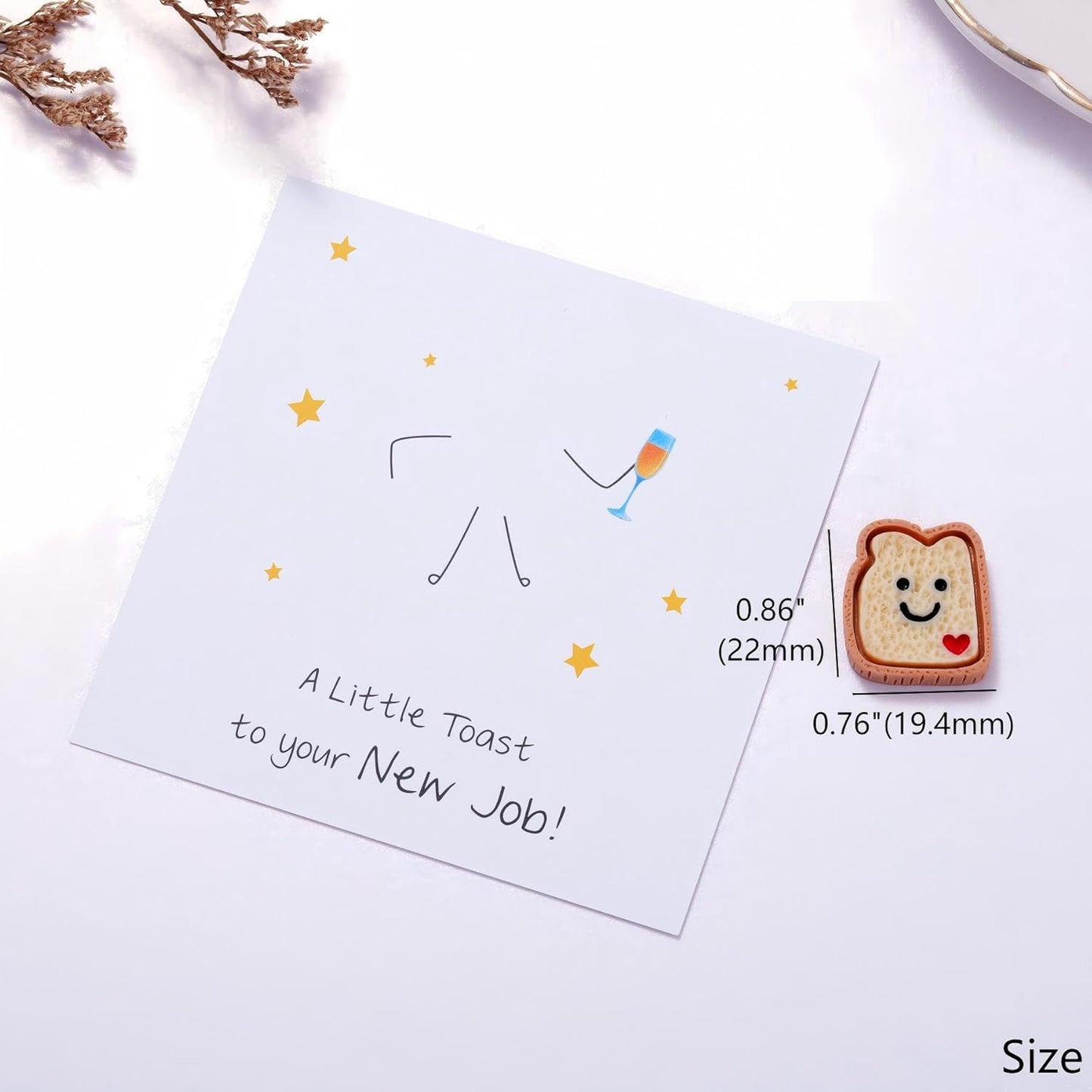 Ralukiia New Job Token Gift with Card for New Beginnings, Cute Smiley Toast Keepsake, Funny Congratulations Gift for Promotion, Fresh Start or Career Milestone, Leaving Gifts for Colleague Women