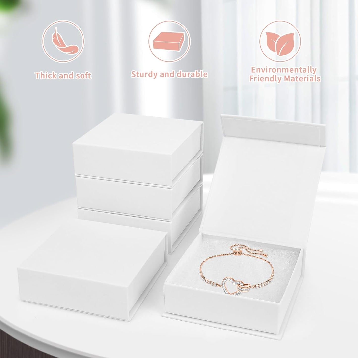 Mirgrime Jewelry Gift Boxes, 20 Pack 3.5x3.5x1 inch Small Jewelry Boxes, Cardboard Jewelry Box for Necklaces Bracelet Earring Ring (White)